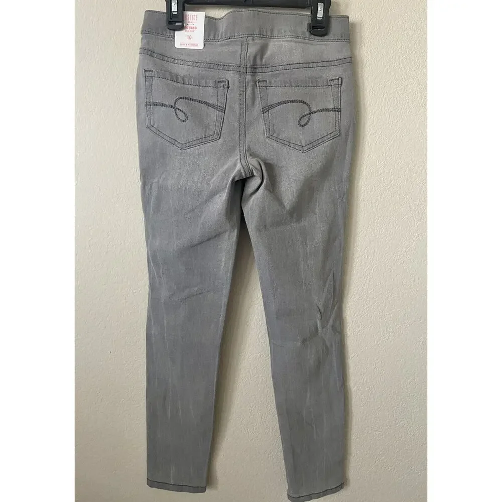 Lot Of 3 Justice Stretchy Girls' Pull On Jean Leggings Jeggings Pants Size 10